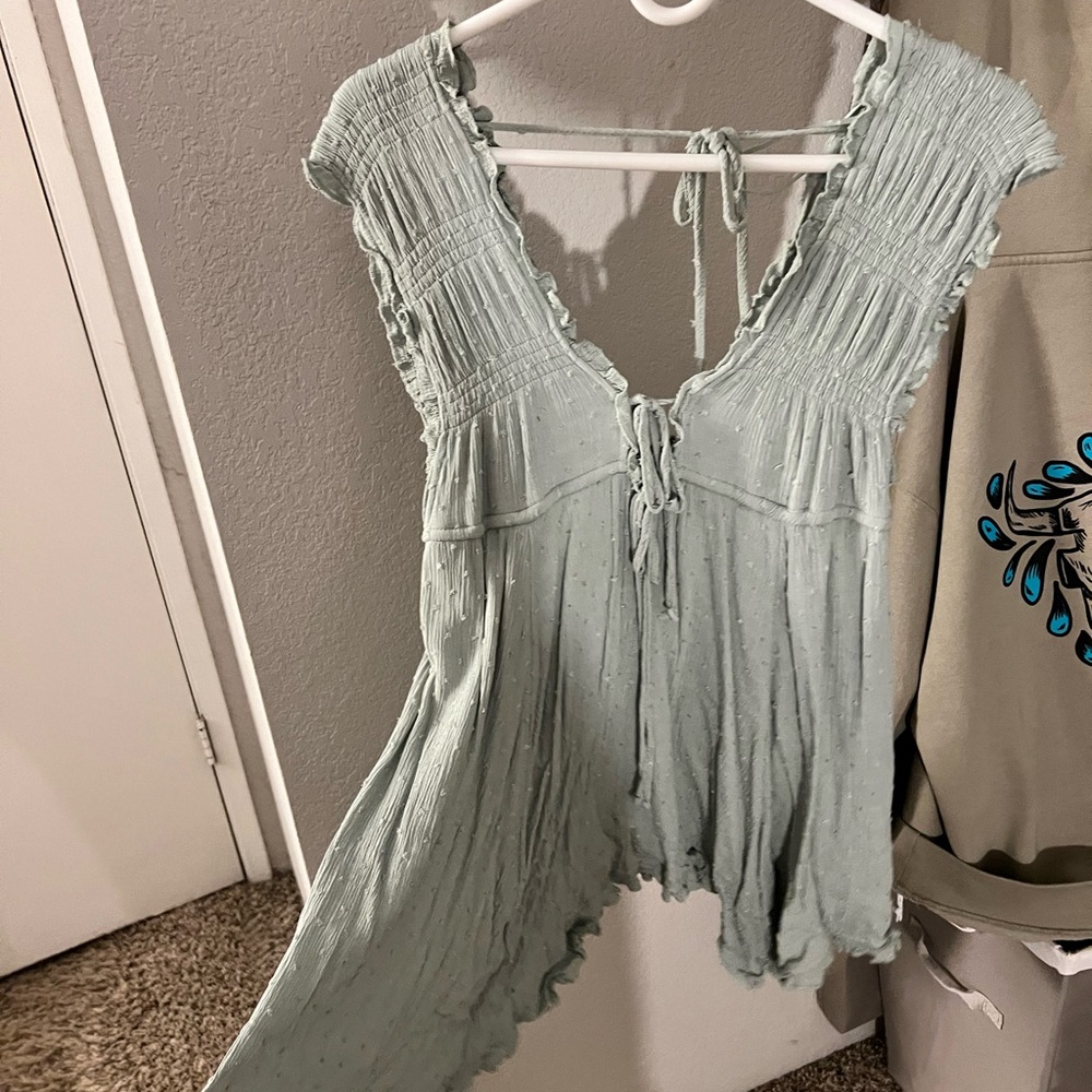 Light Green Smocked Blouse